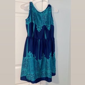 BLUE MANDALA DESIGN COCKTAIL DRESS